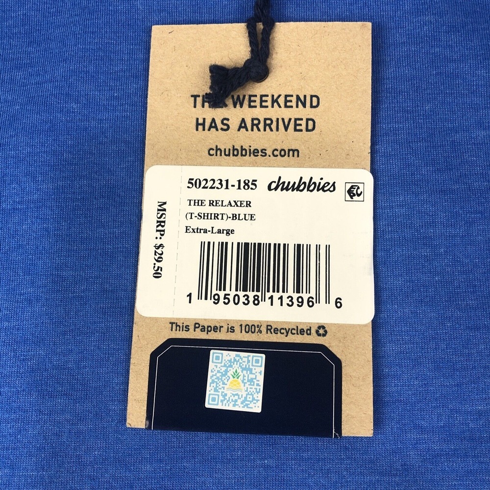 New Men's Chubbies The Relaxer Short Sleeve Blue XL T-Shirt NWT - Picture 5 of 12